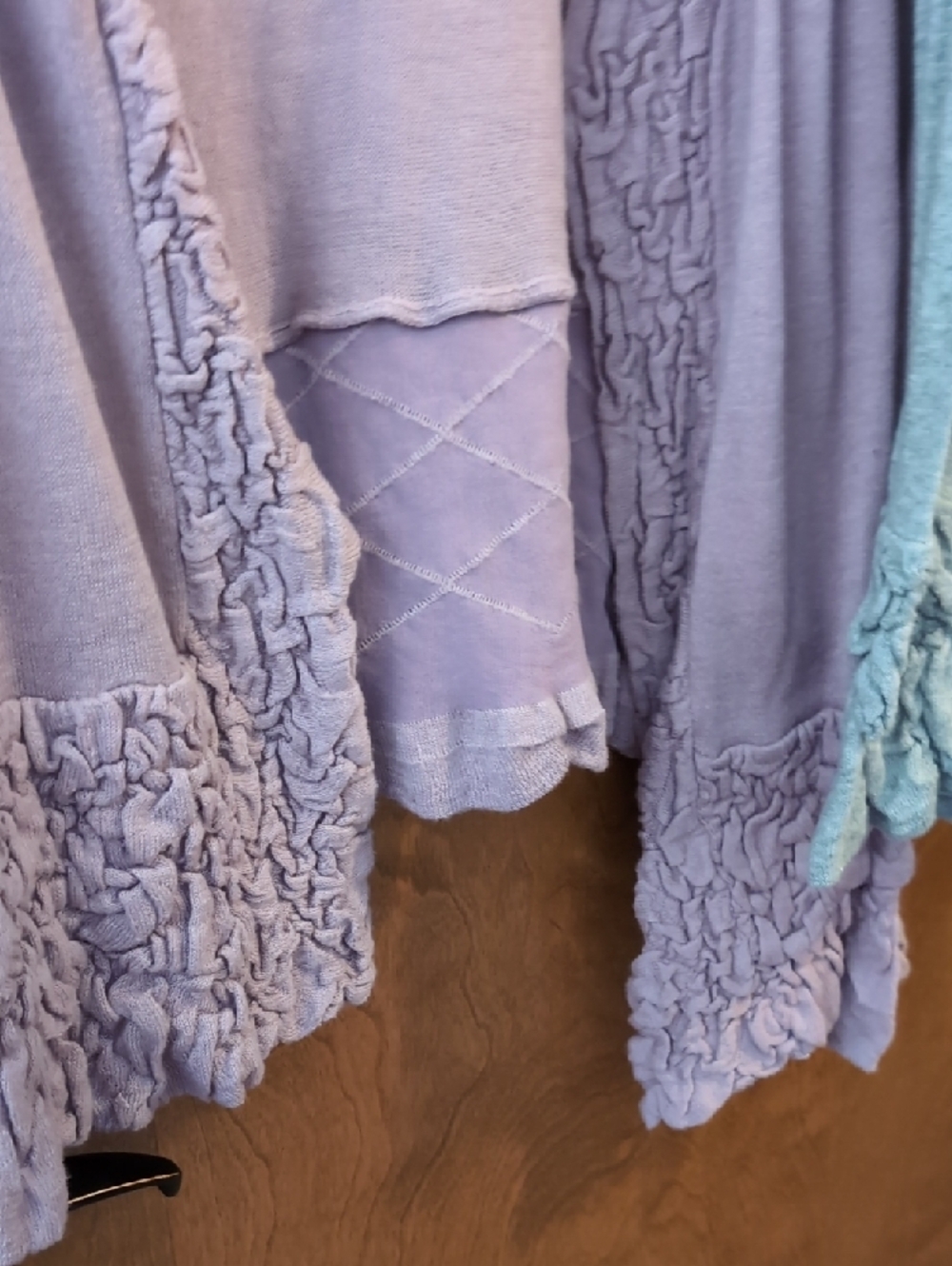 Bundle Of 2 Ruffled Open-Front Cardigan Sweaters - Lavender and Light Gray - Picture 2 of 9